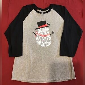 Raglan Sleeve T-Shirt Winter/Snowman graphic